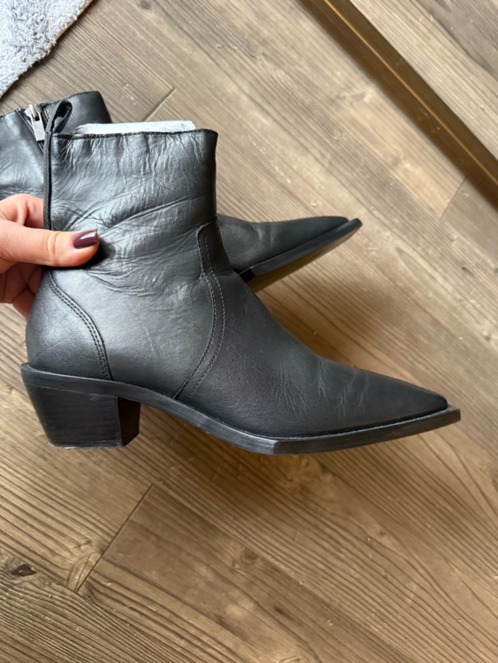 Mango Women's Black Pointed Western Ankle Boots